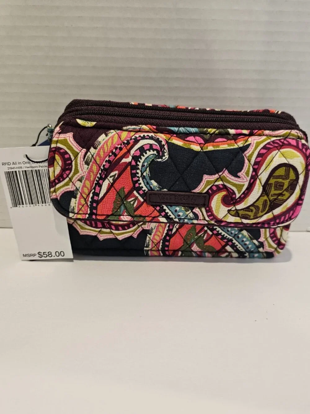 NWT Vera Bradley RFID All in One Crossbody Heirloom Paisley Wristlet Wallet